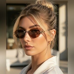 Rimless Brown & Gold Vintage '90s Look